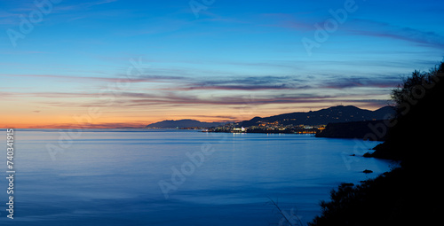 Nerja coastline after sundown, Andalusia, Spain