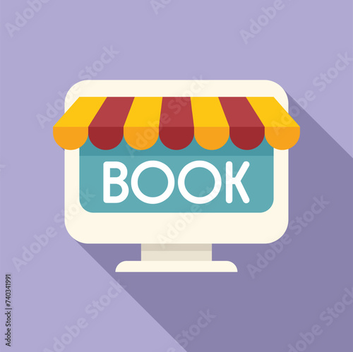 Street online book store icon flat vector. Person app. Electronic work