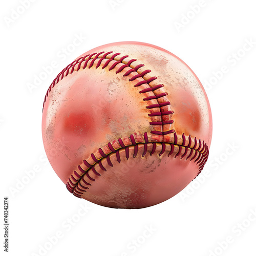 Red Baseball Ball on White Background