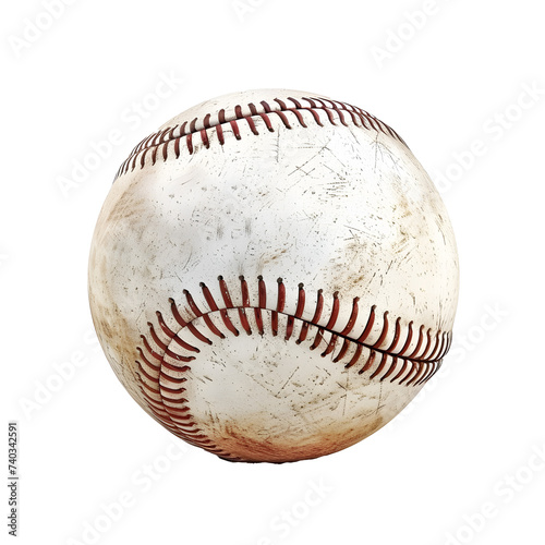 Detailed Baseball on White Background