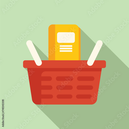 Shop basket books icon flat vector. Store app audio. Read person guide