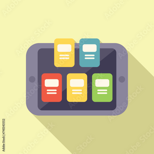 Table online store icon flat vector. Books literature. Computer digital