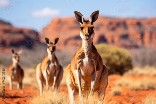 Des kangourous dans l'australie sauvage » IA générative photo