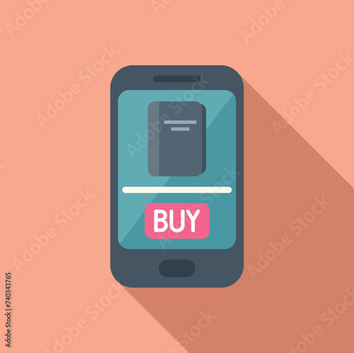 Phone online book buy icon flat vector. Read digital. Person electronic work