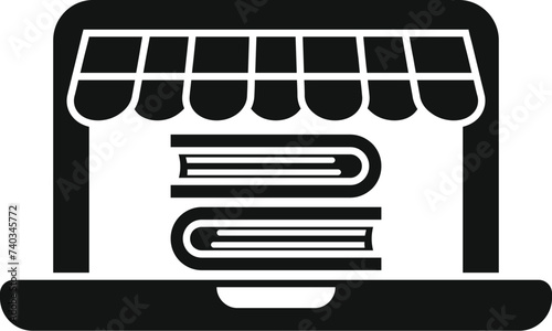 Laptop book online icon simple vector. Read electronic work. Writer pc work