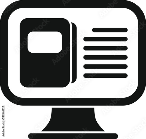 Computer book store icon simple vector. Internet based. Pc electronic work
