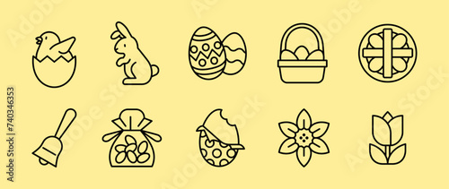 A set of line icons related to easter photo