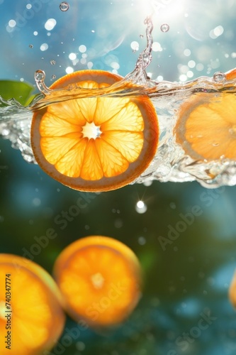 orange and water splash. Cocktail. Healthy fruits. Refresh drink.