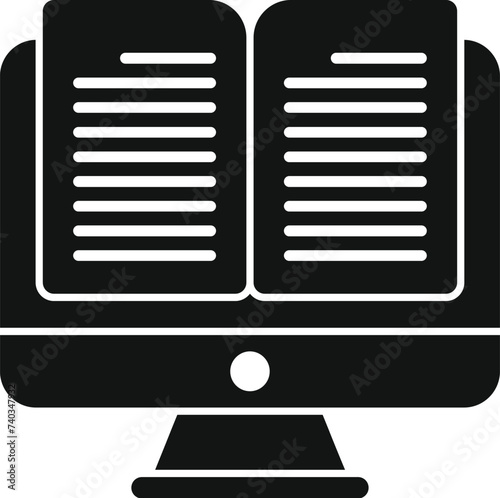 Open book online icon simple vector. App audio books. Write tablet