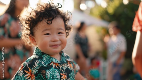 Portrait of cute asian little boy smiling and looking at camera.
