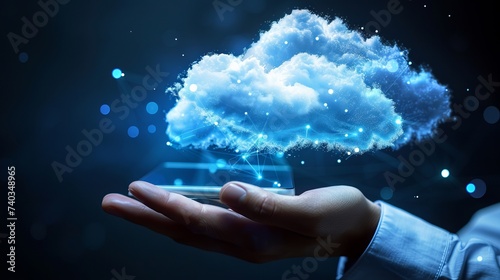Cloud computing represents the seamless connectivity and technological advancement, enabling the storage, processing, and access of data and applications over the internet, fostering innovation  © Marry