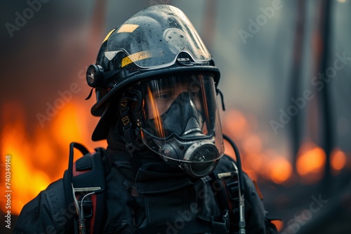 Pompier éteignant un incendie dans une forêt » IA générative