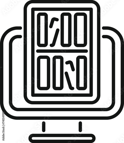 Online bookstore icon outline vector. Distance literature. Read computer digital