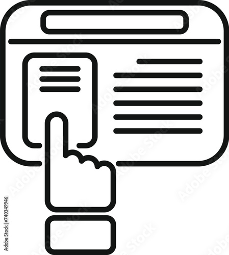 Select online book icon outline vector. Tablet person store. Remote person