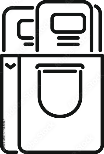 Online book shop bag icon outline vector. Distance literature. Computer digital