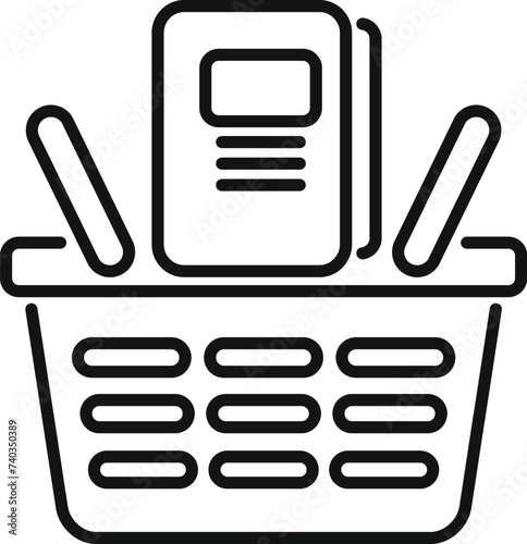 Shop basket books icon outline vector. Store app audio. Read person guide
