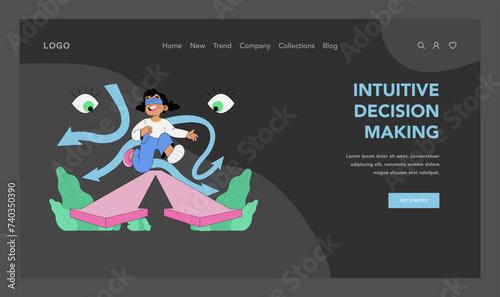 Intuitive decision making concept. Flat vector illustration