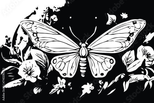 black and white butterfly. butterfly on white background. butterfly.