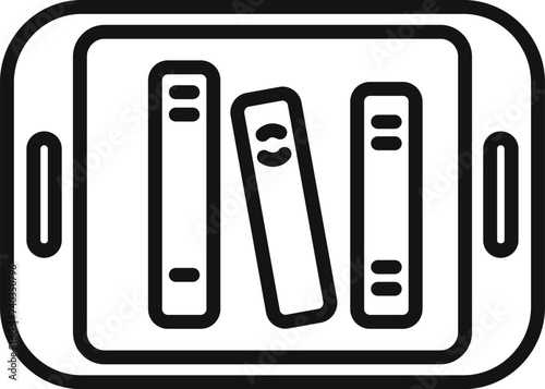 Tablet online books icon outline vector. Read person guide. Books collection