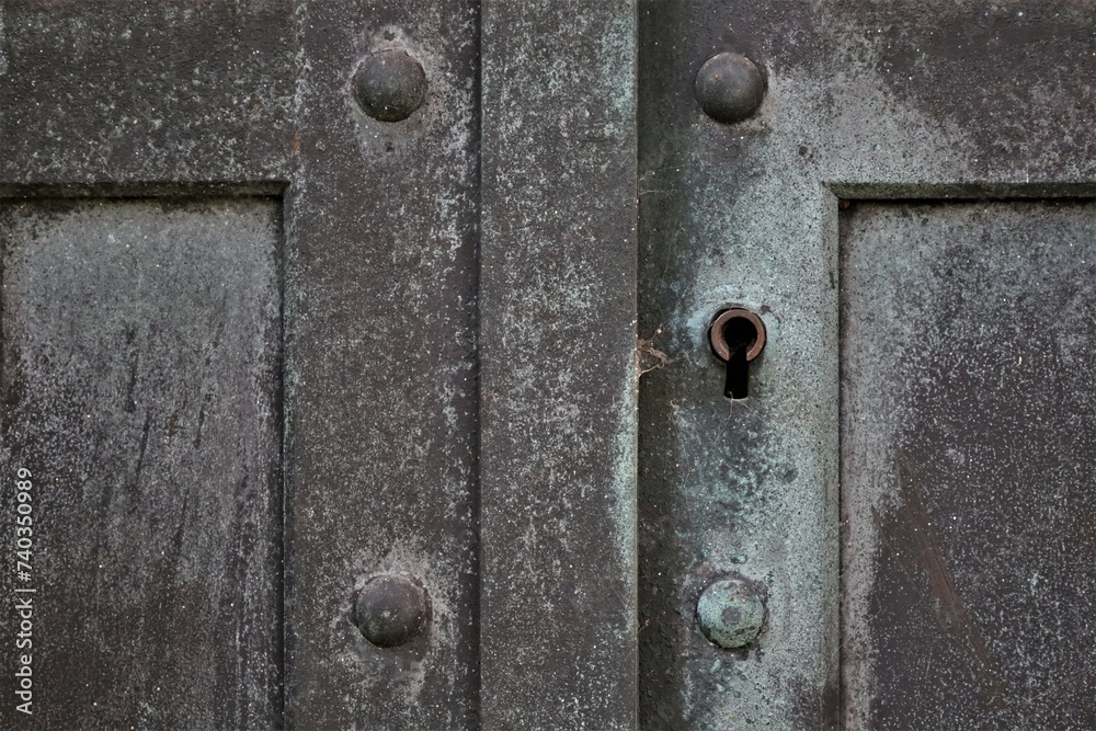 Fototapeta premium close up ancient weathered wrought metal ornaments 