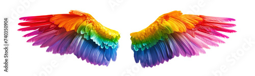 Rainbow pride wings isolated on transparent background. photo