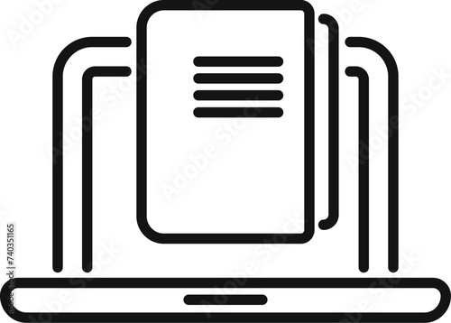 Read works book icon outline vector. Online laptop store. Education person