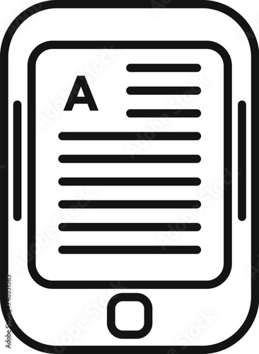 Modern e reader icon outline vector. Book store app. Education person work
