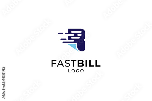 letter B flat vector logo design concept with Fast Bill combination