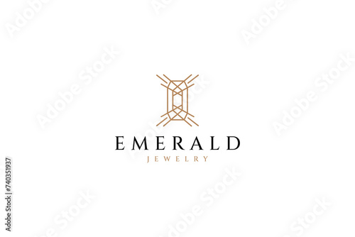 emerald diamond logo vector icon line art illustration