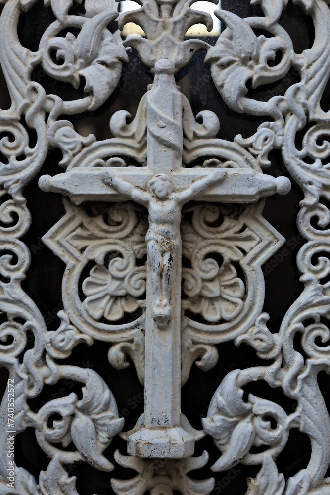 close up ancient weathered wrought metal  ornaments 