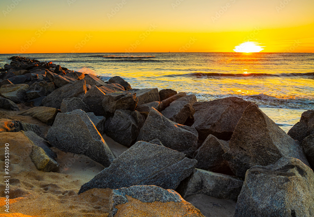 Sunrise Over The Vilano Beach Jetties, Vilano Beach, Florida, USA