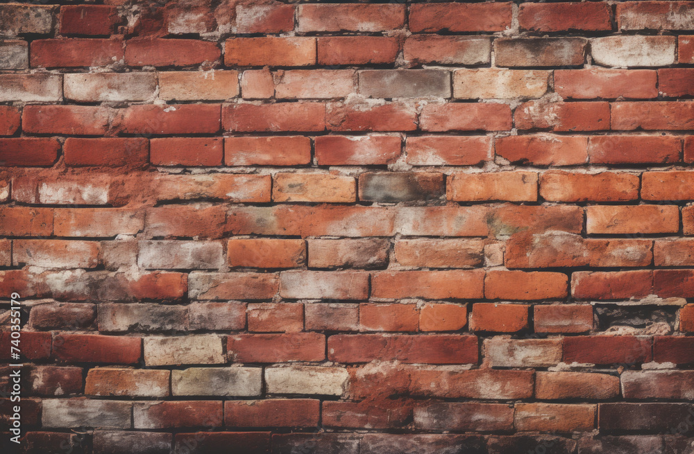Fototapeta premium Brown brick wall, brick texture, aged wall