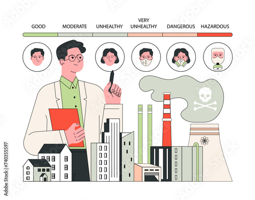 Air pollution index measurement. Scientist explains the health impact