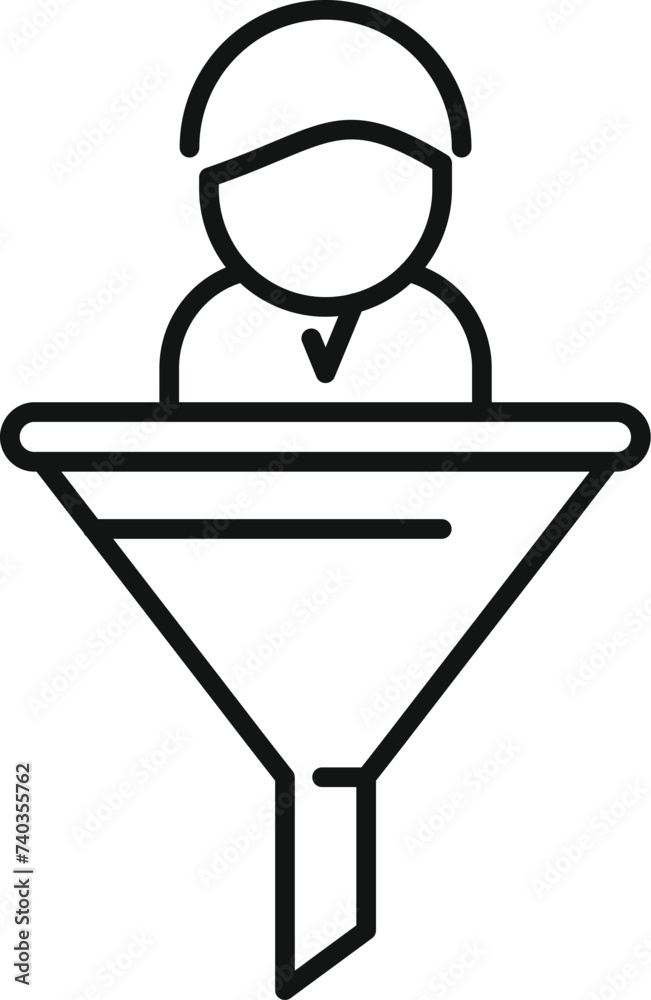 Search funnel client icon outline vector. Customer digital. Trust team letter Search funnel client icon outline vector. Customer digital. Trust team letter