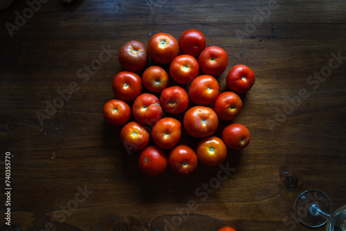 cherry tomatoes on wooden background