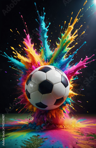 Illustration Football hits the paint generative ai