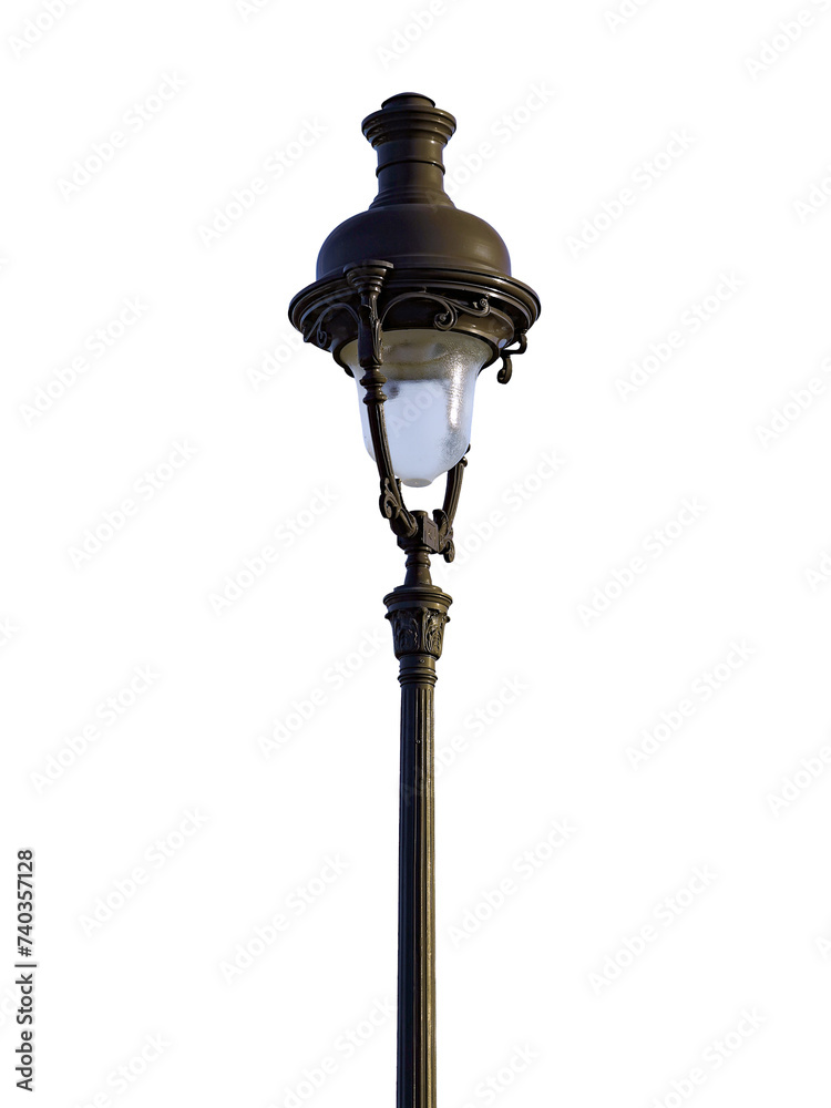 Parisian street lamp in Concorde Square on transparent background PNG format  - obrazy, fototapety, plakaty 