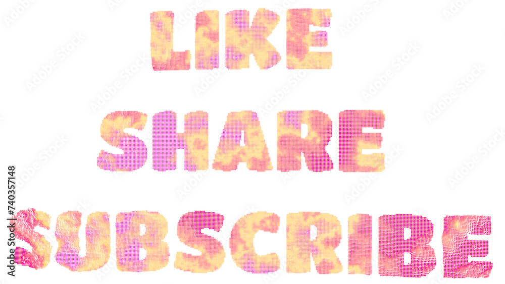 Like share subscribe word letter effect scattered swirling Like share subscribe word letter effect scattered swirling