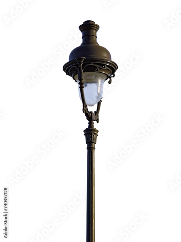 Parisian street lamp in Concorde Square on transparent background PNG format 