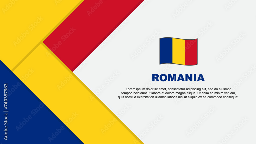 Romania Flag Abstract Background Design Template. Romania Independence Day Banner Cartoon Vector Illustration. Romania Illustration