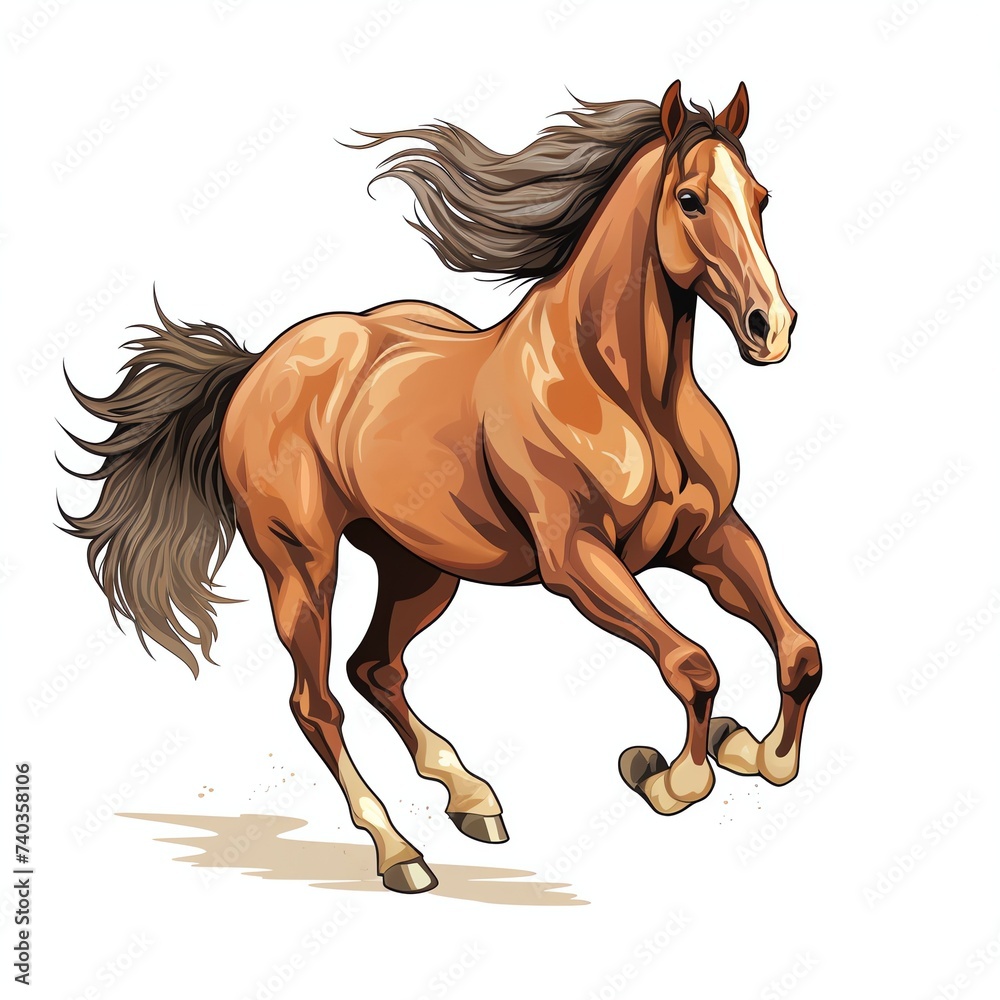 Obraz premium american warmblood horse running, vector illustration, detailed, white background