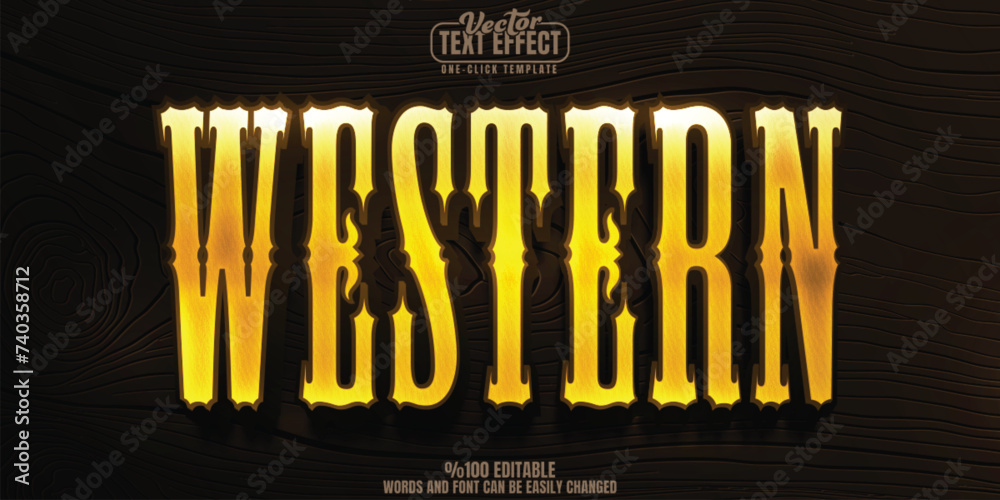 Western editable text effect, customizable cowboy and hunt 3D font style - obrazy, fototapety, plakaty 