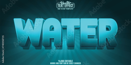 Water editable text effect, customizable blue and ocean 3D font style