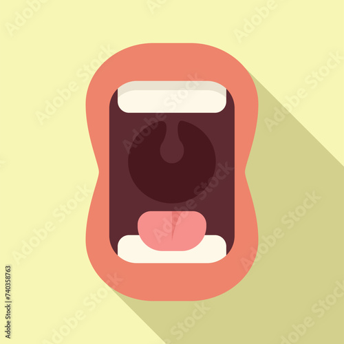 Open mouth articulation icon flat vector. Verbal activity. Diction talking