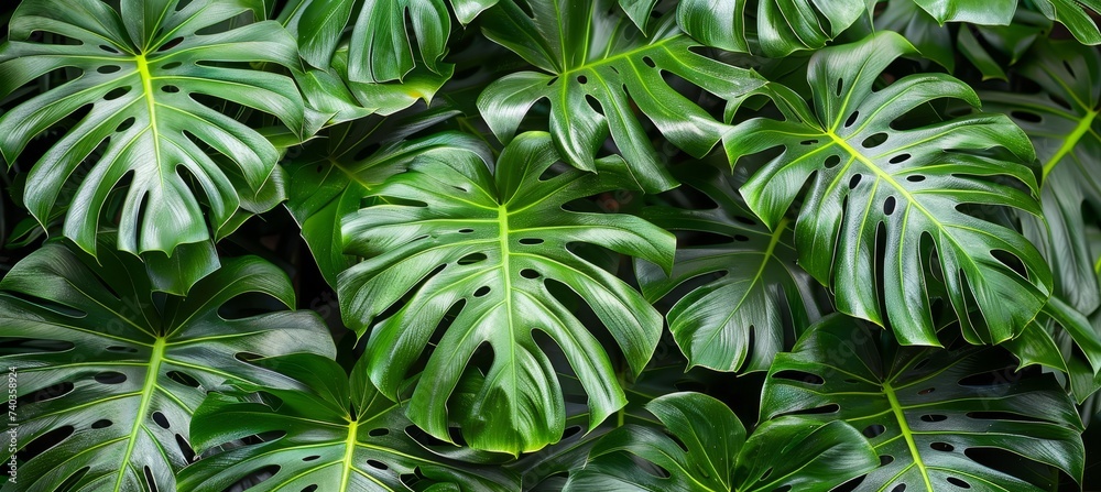 Lush tropical foliage with beautiful palm leaves creating a textured background in a natural setting Lush tropical foliage with beautiful palm leaves creating a textured background in a natural setting