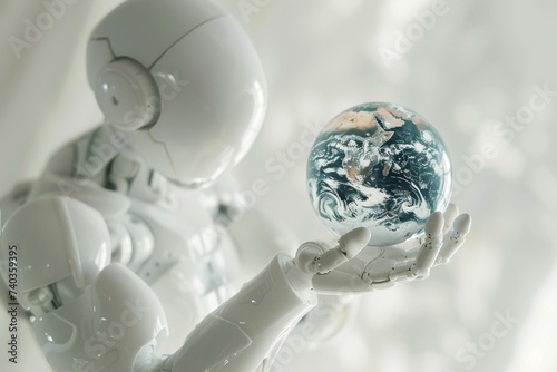 Robotic artificial intelligence looks at the world.