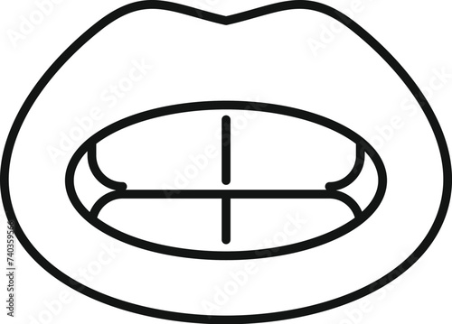 Exercise articulation icon outline vector. Speech cognitive. Diction idiom