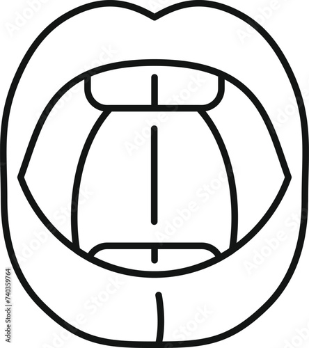 Mouth tongue exercise icon outline vector. Speech infancy. Care cavity verbal