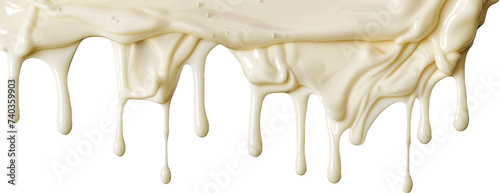 Condense milk dripping over isolated white transparent background photo