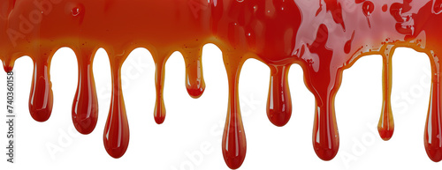 Barbecue sauce dripping over isolated white transparent background photo